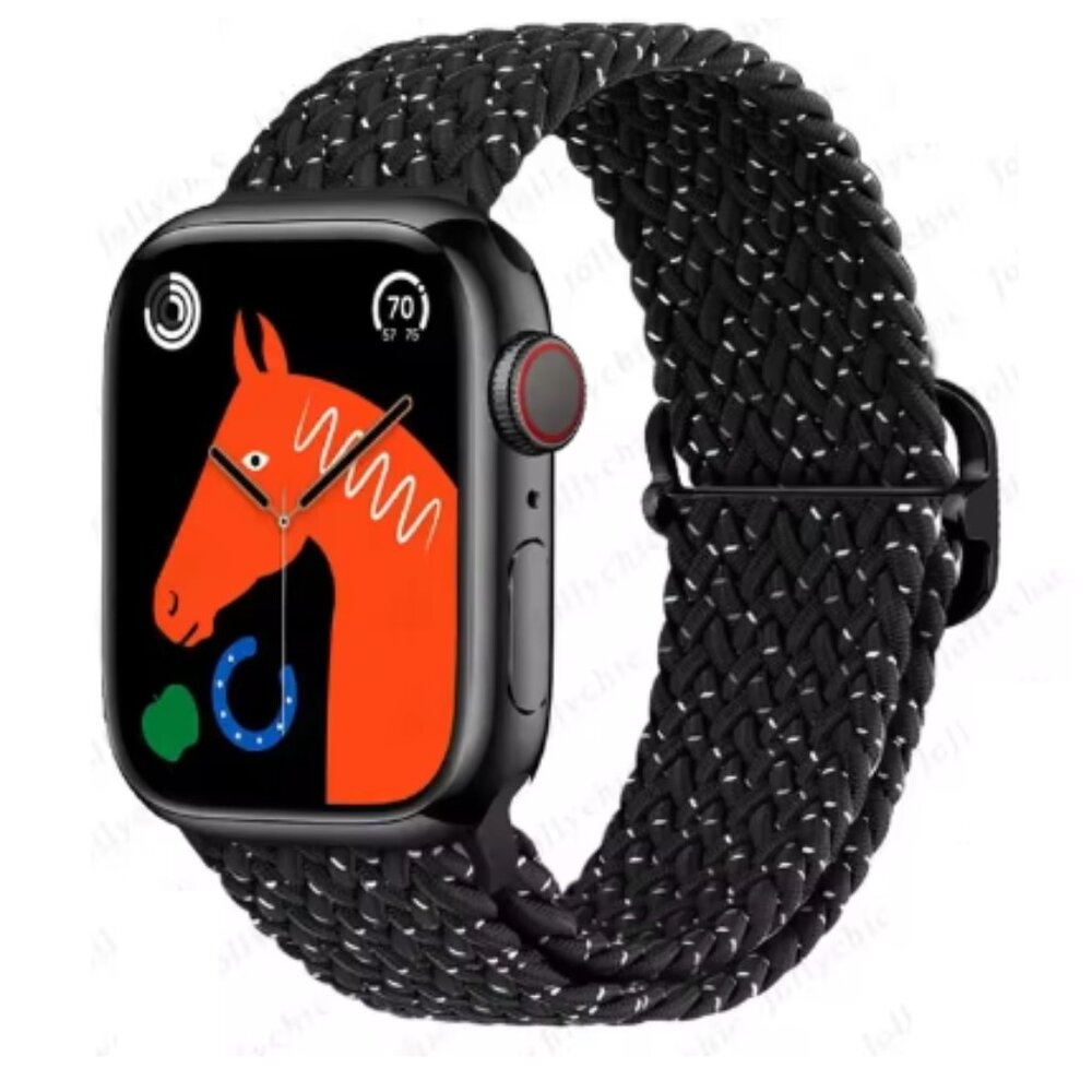 NEW Adjustable Braided Black Color Strap Band For Apple Watch